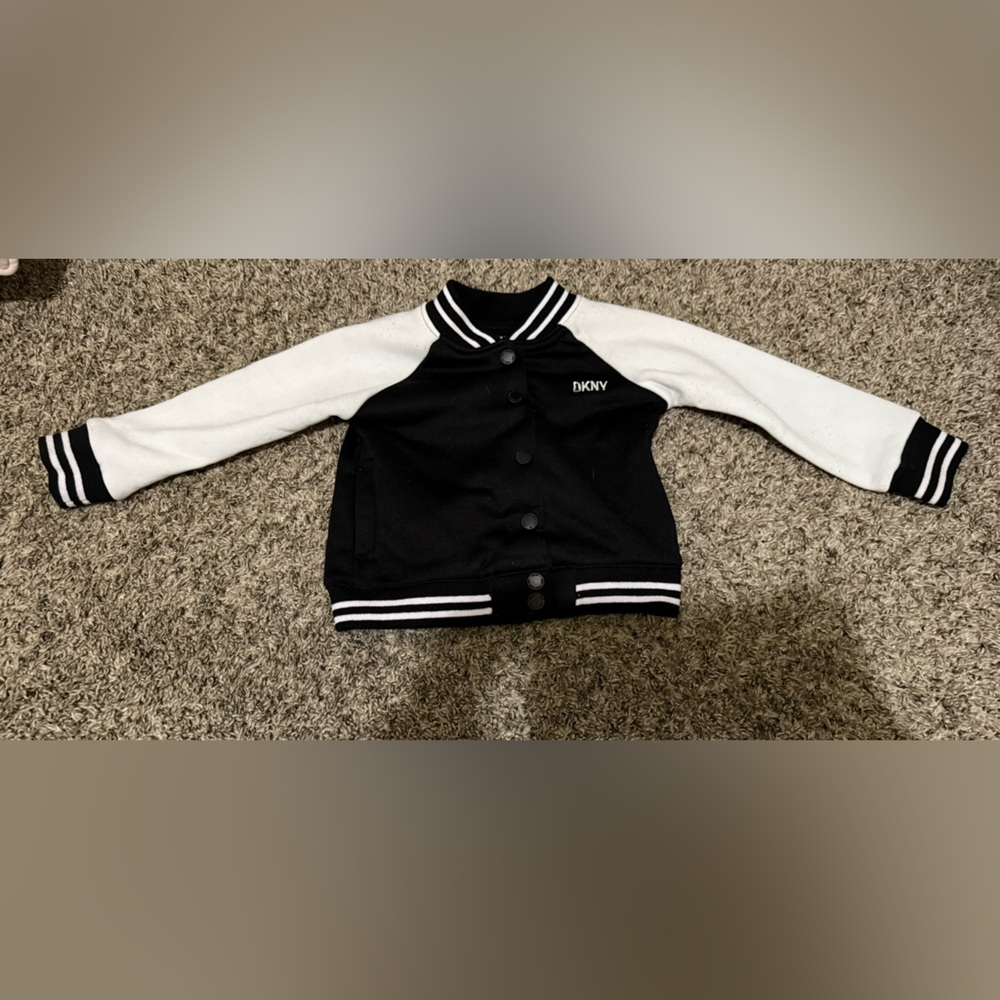 DKNY Black and White Button-Up Jacket